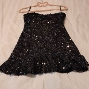 Forever 21 Black Sequin Strapless Mini Dress, Size: S, NWT